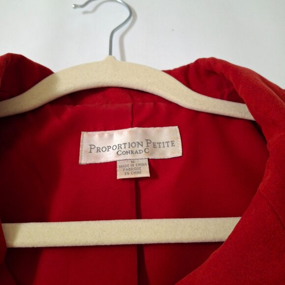 Peplum Crop Sz 16P Conrad C Proportion Petite Red Suede Blazer Jacket Zip Lined - Picture 14 of 15